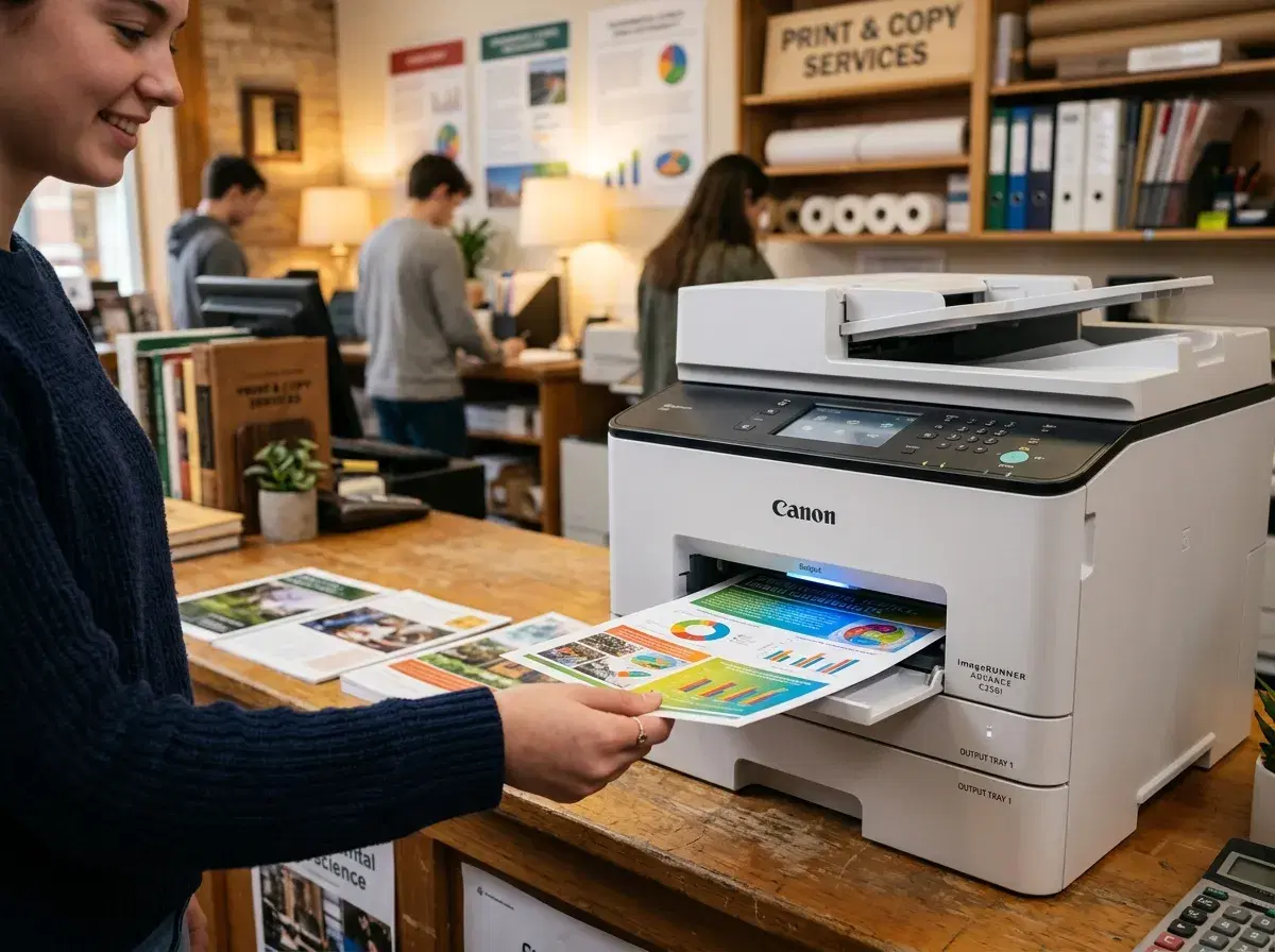 Collecting finished prints from a printer on campus